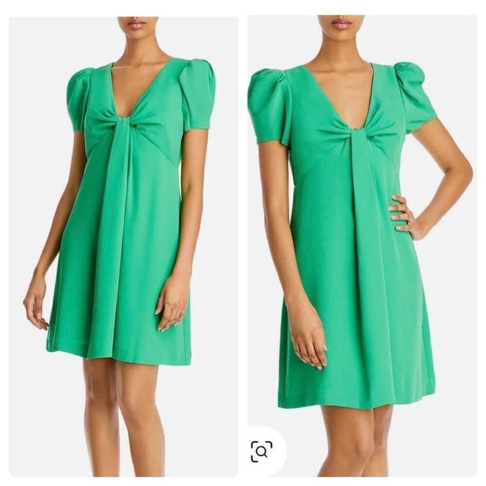 BCBG MAXAZRIA Alicia Faux Wrap Sleeve Dress S Mini Dress Green
